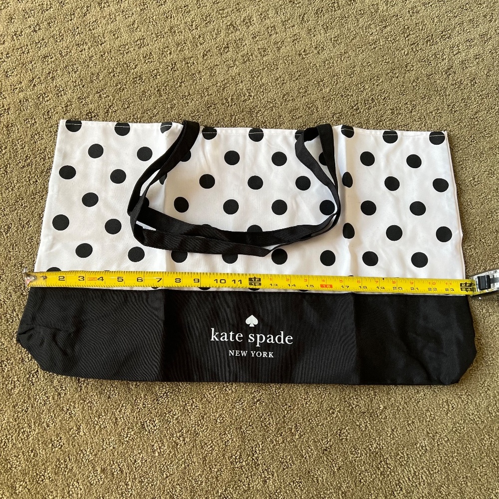 KATE SPADE LARGE CANVAS/NYLON TOTE WHITE BLACK DOT NEW in plastic - Picture 4 of 10